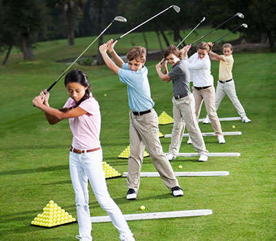 Kids participating in a PGA junior golf camp